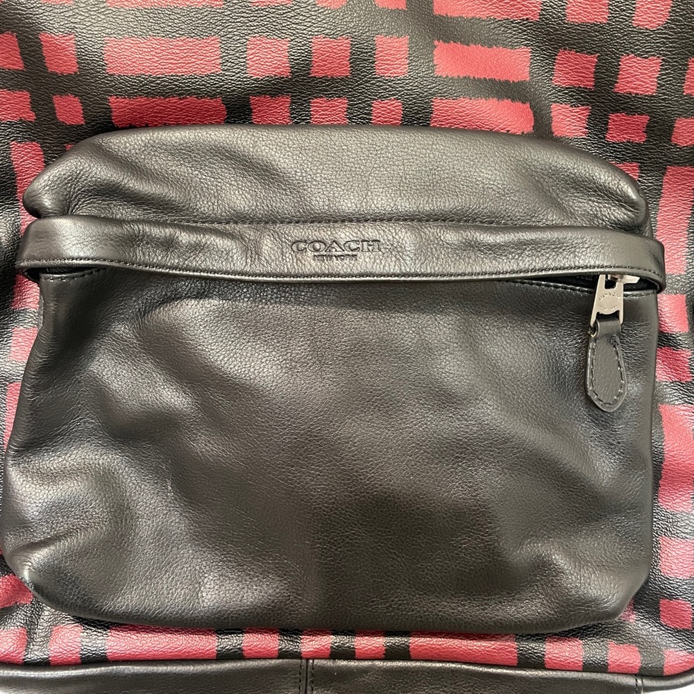 COACH Men’s Charles Plaid LEATHER BACKPACK Like New - Picture 7 of 13